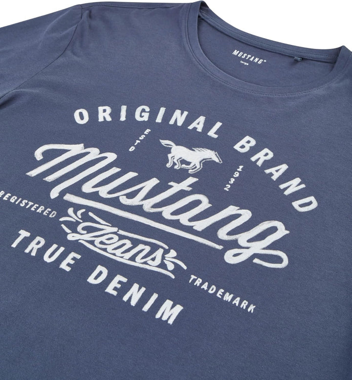 MUSTANG Herren T-Shirt 4er Pack Frontprint O-Neck Rundhalsausschnitt Kurzarm Regular Tee Shirt 100%