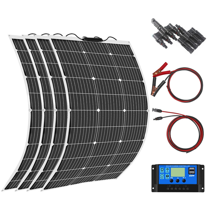 400 Watt Solarpanel Flexibel Kit 12V/24V Off-Grid System: 4 Stück 100W Monokristalline Solarmodule m