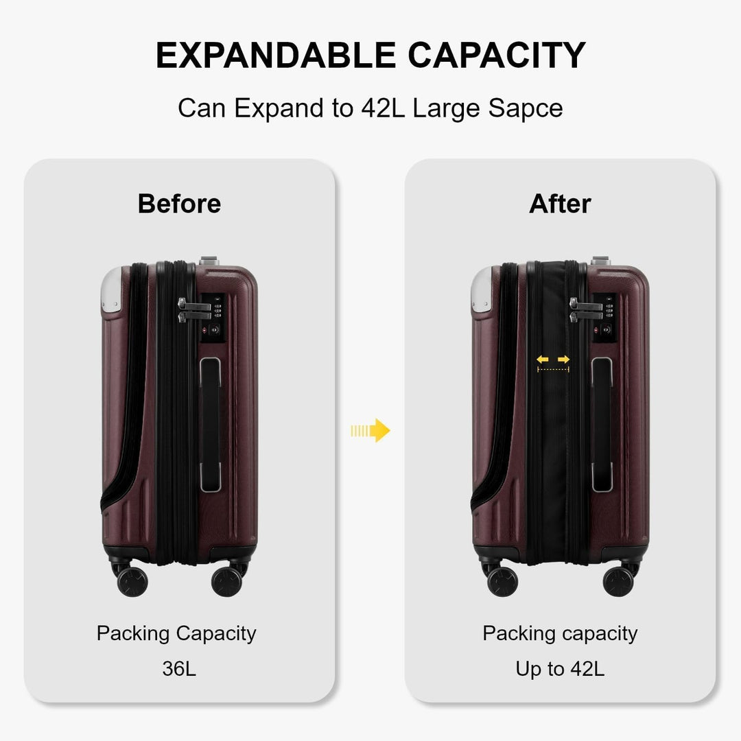 LEVEL8 Koffer Trolleys Handgepäck Hartschalenkoffer Rollkoffer Reisekoffer, TSA Rot (Organizer-Set)3