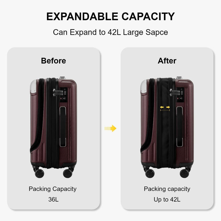 LEVEL8 Koffer Trolleys Handgepäck Hartschalenkoffer Rollkoffer Reisekoffer, TSA Rot (Organizer-Set)3
