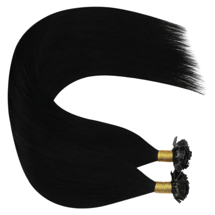 Ugeat Flat Tip Extensions 60cm Bonding Extensions Echthaar Schwarz Bonding Echthaar Extensions Kerat