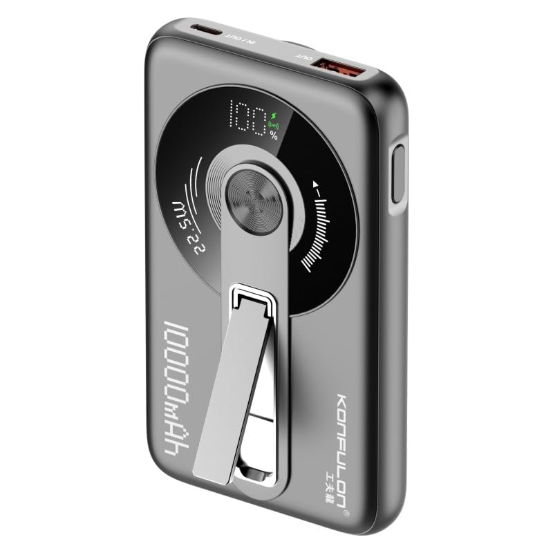 KONFULON Powerbank für Magsafe 10000mAh, 15W Qi Wireless & 22.5W USB-C Fast Charging, Ultra-Kompakt