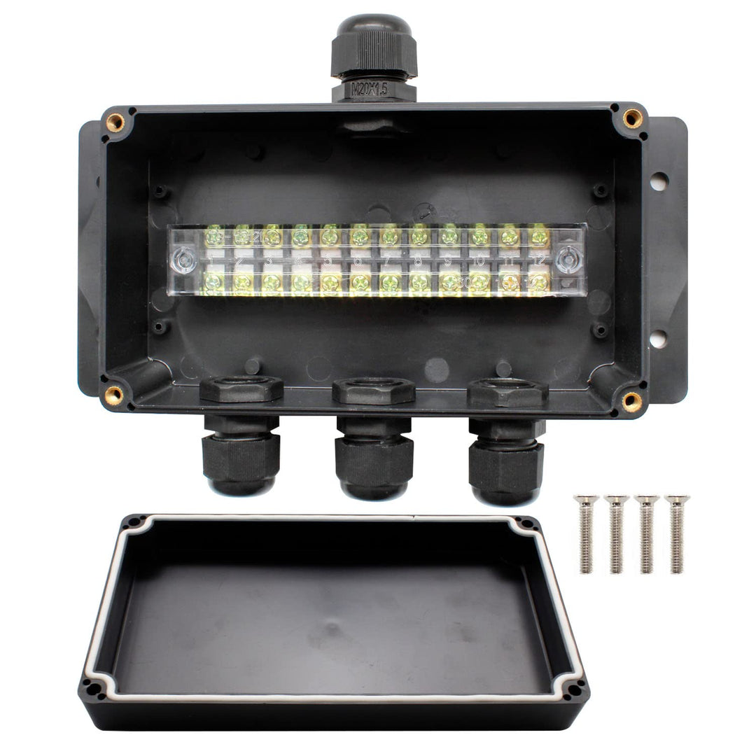 IP66 Abzweigdose Wasserdicht, AMONENZ 4 Wege Verteilerdose Aufputz, Schwarz Aussenverteilerdose, mit