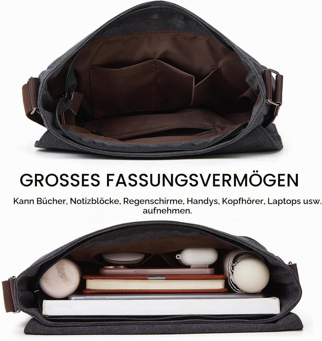 ZHIERNA Umhängetasche Herren für Herren und Damen, Canvas Messenger Bag, Vintage schultertasche für
