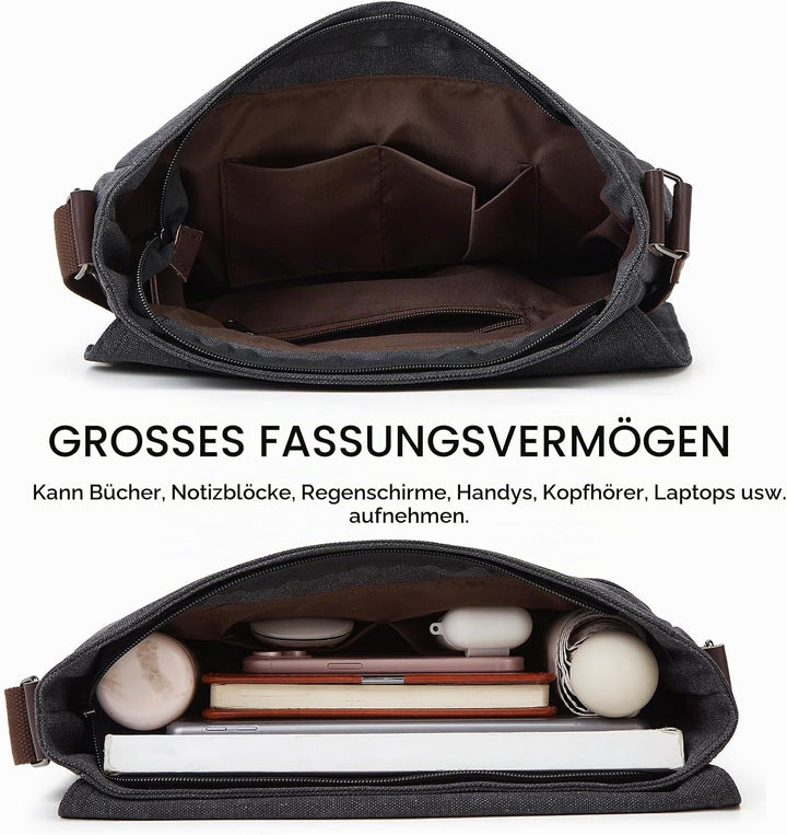 ZHIERNA Umhängetasche Herren für Herren und Damen, Canvas Messenger Bag, Vintage schultertasche für