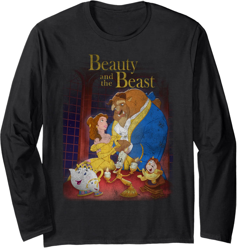 Disney Beauty And The Beast Distressed Vintage Group Shot Langarmshirt