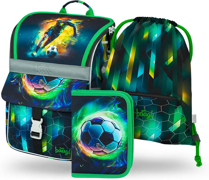 Baagl Schulranzen Jungen Set 3 Teilig, Zippy Schultasche für 1. Klasse, Grundschule Ranzen Tornister