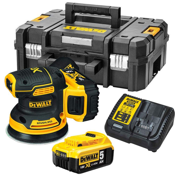 DeWalt DCW210P2-QW - Lijadora Rotorbital sin escobillas XR 18V con 2 baterías Li-Ion 5,0Ah, Silber