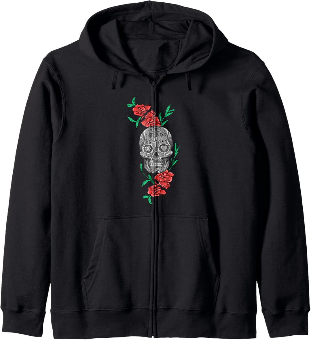 Santa Muerte I Totenmaske mit Rosen Motiv für Mexiko Kapuzenjacke