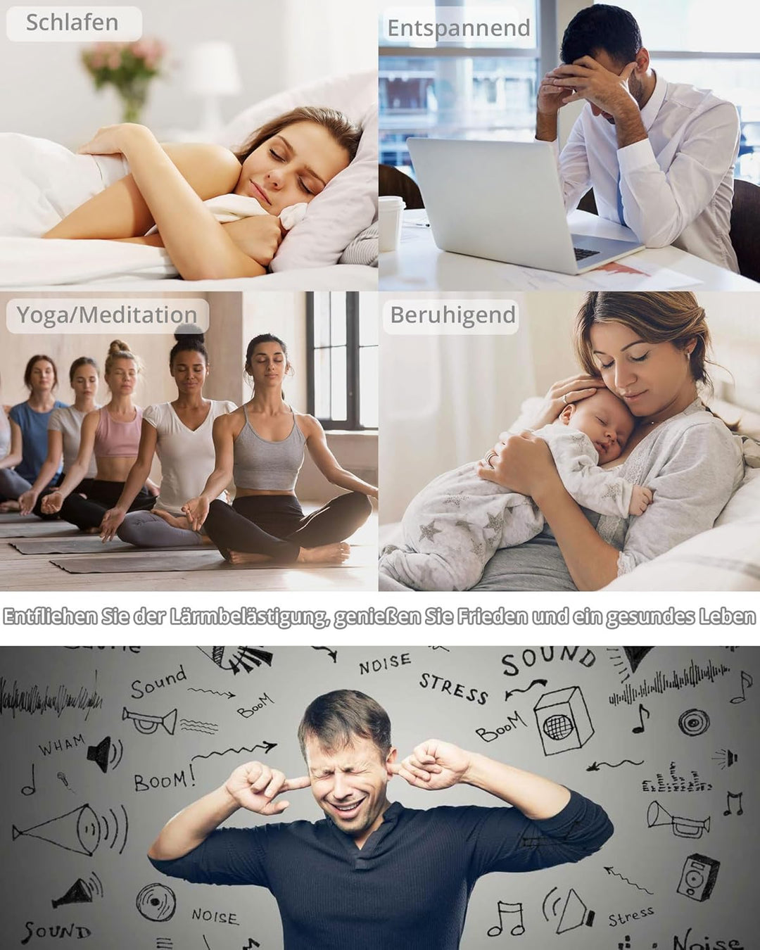 HOMGEN White Noise Machine Weisses Rauschen Maschine Einschlafhilfe Erwachsene Baby mit 3,5 mm Audio