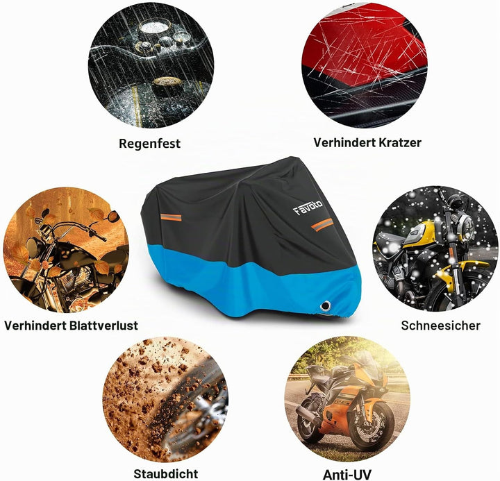 Favoto Verbesserte Version Motorradabdeckung Wasserdicht Motorrad Abdeckplane Outdoor Motorradgarage