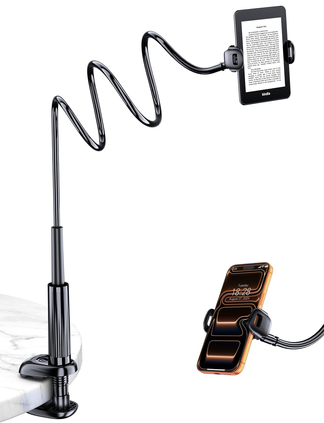 Schwanenhals Kindle & Handy halterung Bett: eReader Handyhalter für Tisch, Flexible Arm Verstellbare