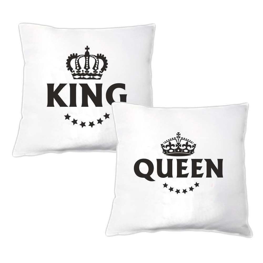 4you Design Kissen Set King & Queen – Geschenkidee für Paare z.B Sie & Ihn
