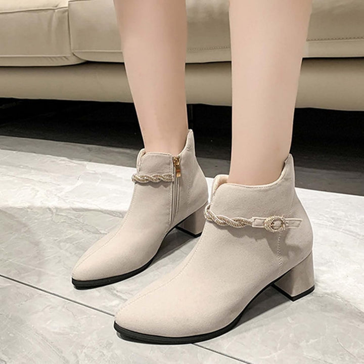 Stiefeletten Damen Comfort Stiefel Schnürstiefel mit Runder Zehenpartie Schwarz Schnürstiefeletten H