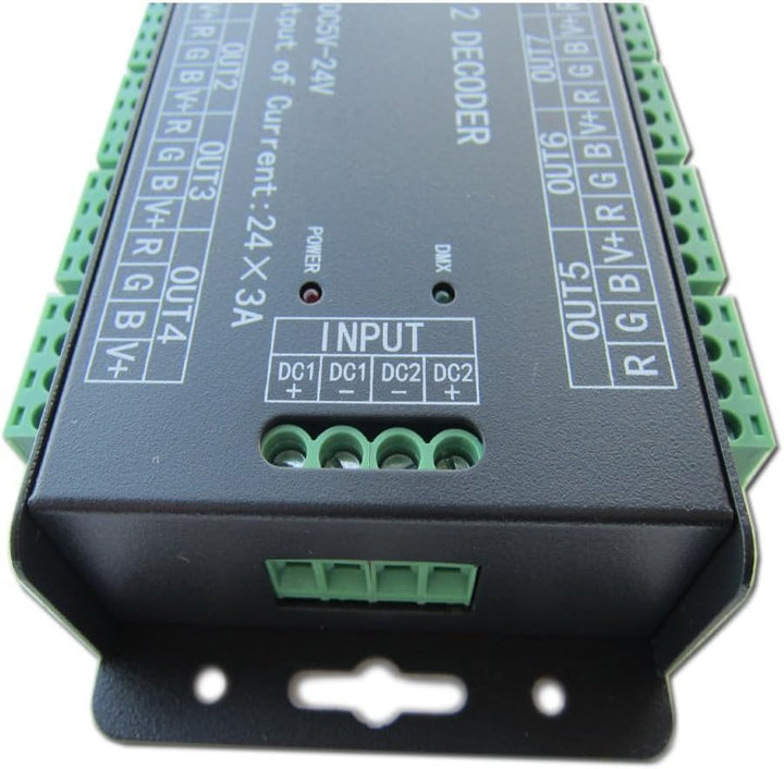 High Power 24 Channel RGB 3A/CH DMX512 Controller Led Decoder Dimmer 500Hz Flicker Free Smoother Dim