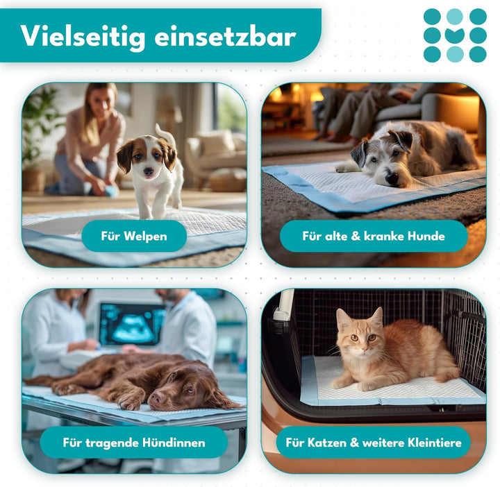 100x Welpen Unterlagen 60x40cm, maneo Trainingspads für Hunde, Welpen Unterlagen saugfähig, Hundeklo