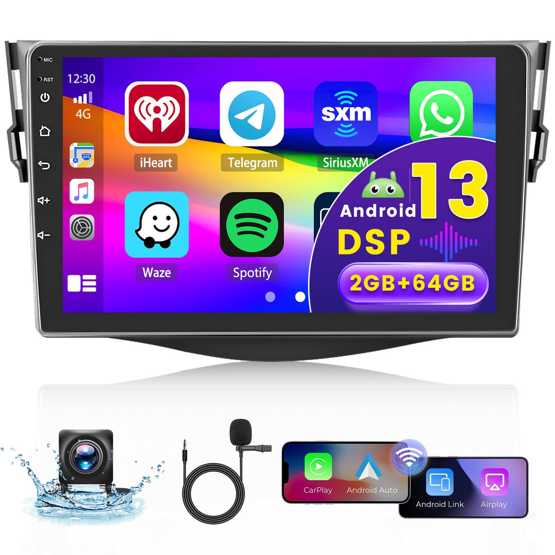 Hikity [2+64GB] Android 15 Autoradio, Wireless Carplay Android Auto, für Toyota RAV4 2007-2011 Radio