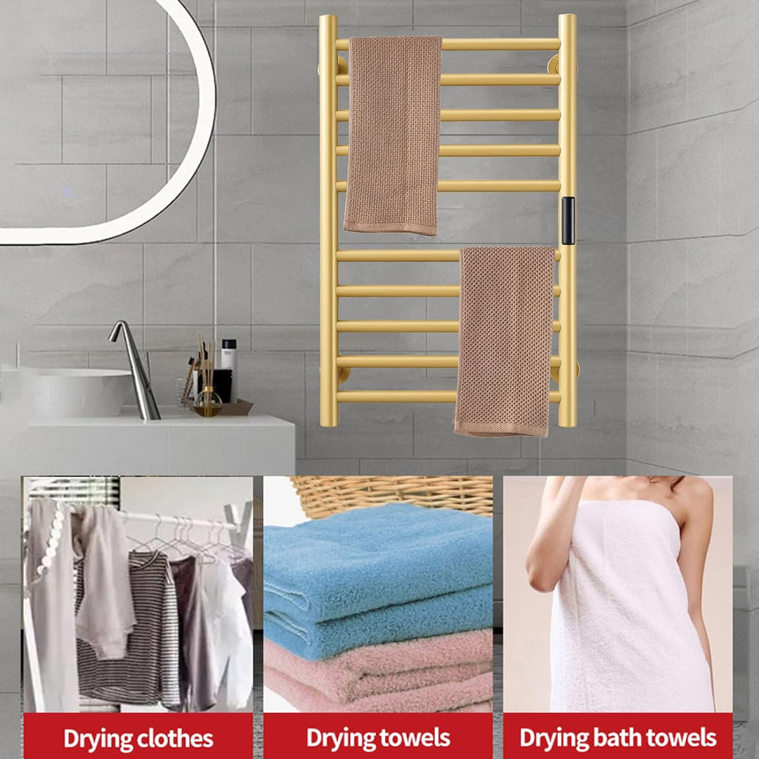 Elektrischer Handtuchheizkörper zur Wandmontage, Handtuchhalter, 10 Stangen mit Timer, Handtuchtrock