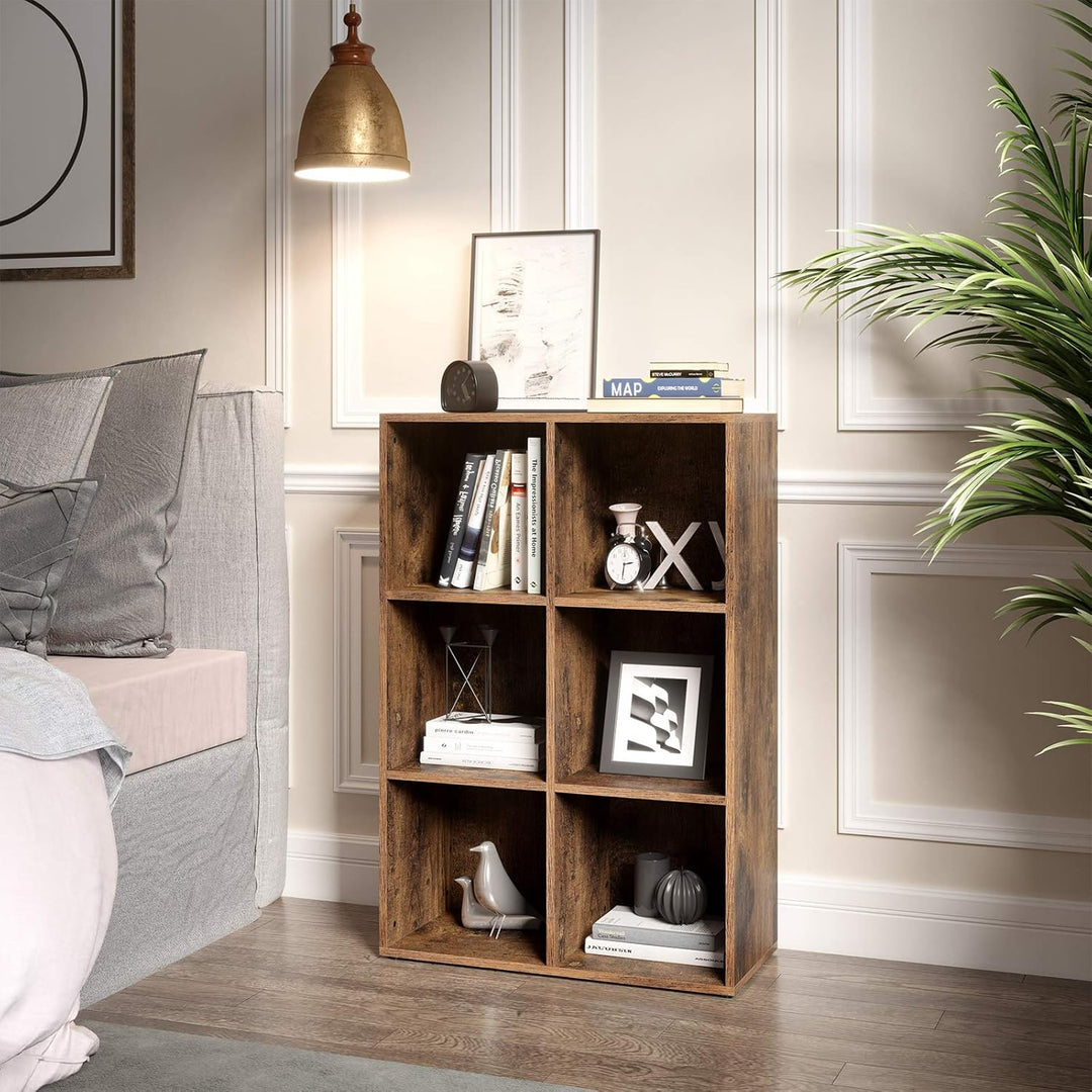 VASAGLE Bücherschrank, Bücherregal, mit 6 Fächern, Büroregal, Würfelregal, Standregal, für Wohnzimme