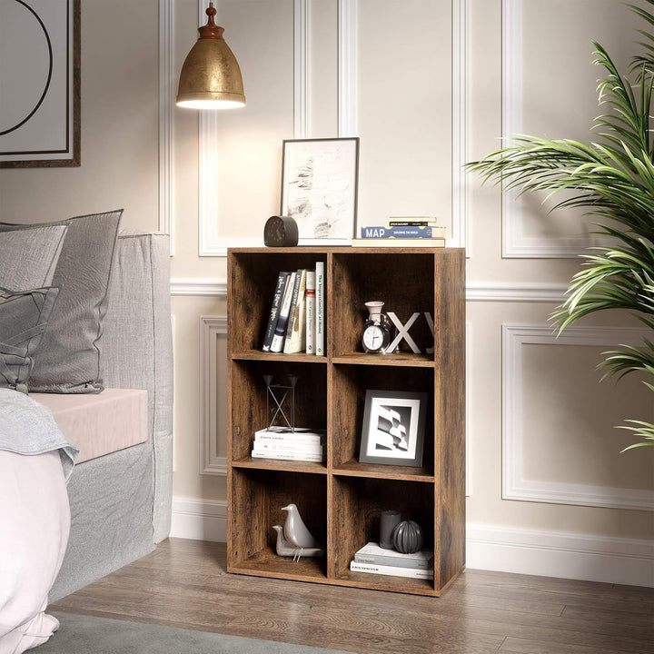 VASAGLE Bücherschrank, Bücherregal, mit 6 Fächern, Büroregal, Würfelregal, Standregal, für Wohnzimme