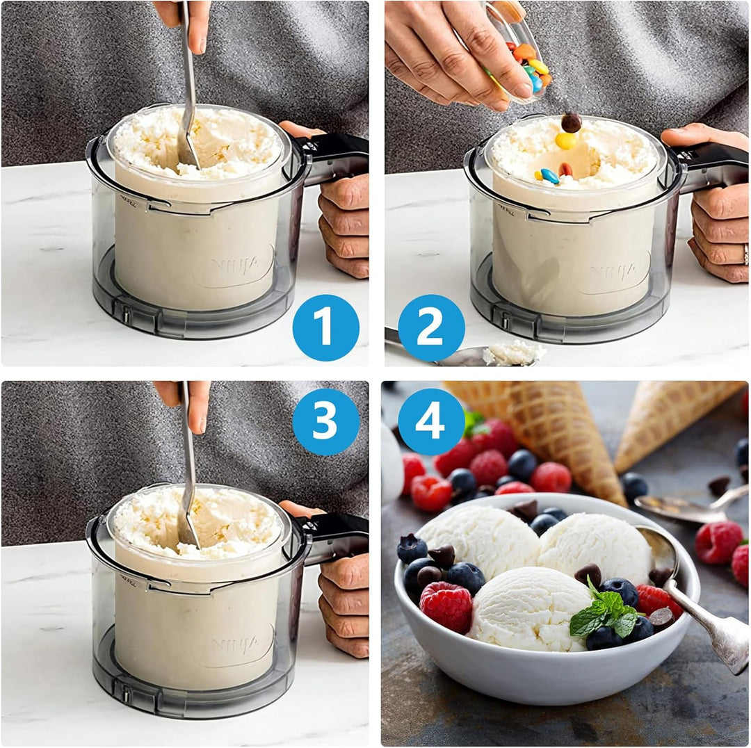 Diealles Shine Creami Behälter für Ninja CREAMI Eismaschine - 4 Pack Deluxe Behälter mit Löffel, Zub