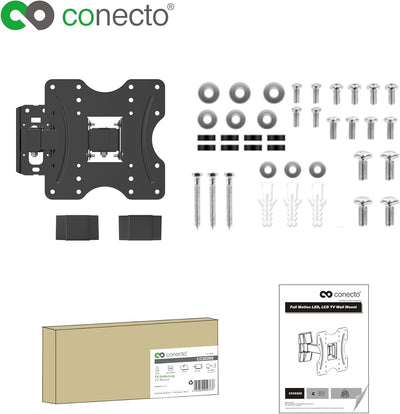 conecto, TV-Wandhalterung bis 42 Zoll, neigbar (+3°/-10°), schwenkbar (+/-90°), bis VESA 200, Tragla