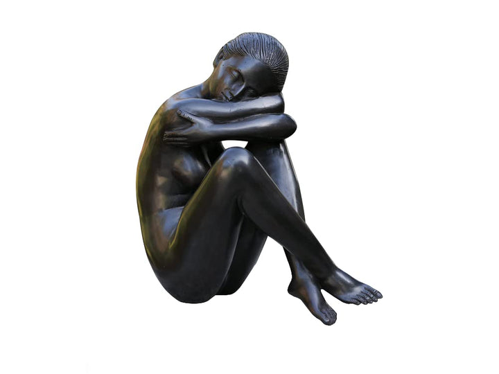 IDYL Bronze-Skulptur Nackte Frau | 37x20x17 cm | Klassische Bronze-Figur handgefertigt | Gartenskulp