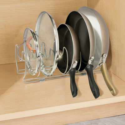 mDesign 2er-Set Geschirrablage für Kochtöpfe, Deckel und Pfannen – kompakter Topfdeckelhalter aus Me