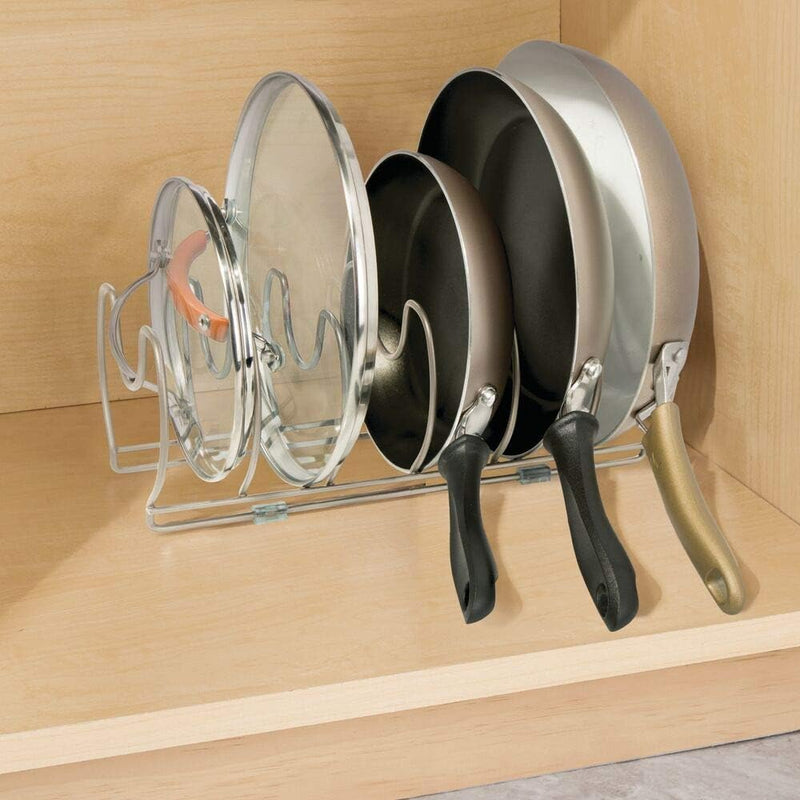 mDesign 2er-Set Geschirrablage für Kochtöpfe, Deckel und Pfannen – kompakter Topfdeckelhalter aus Me