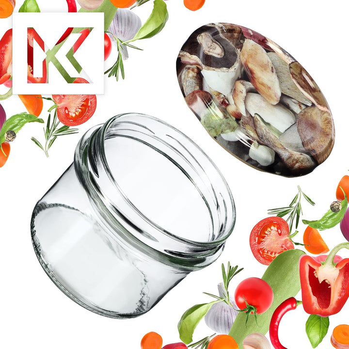 KADAX 20er Set Marmeladengläser 235ml TO82 Pilze, Einmachgläser Vorratsgläser Mason Jar mit Schraubd