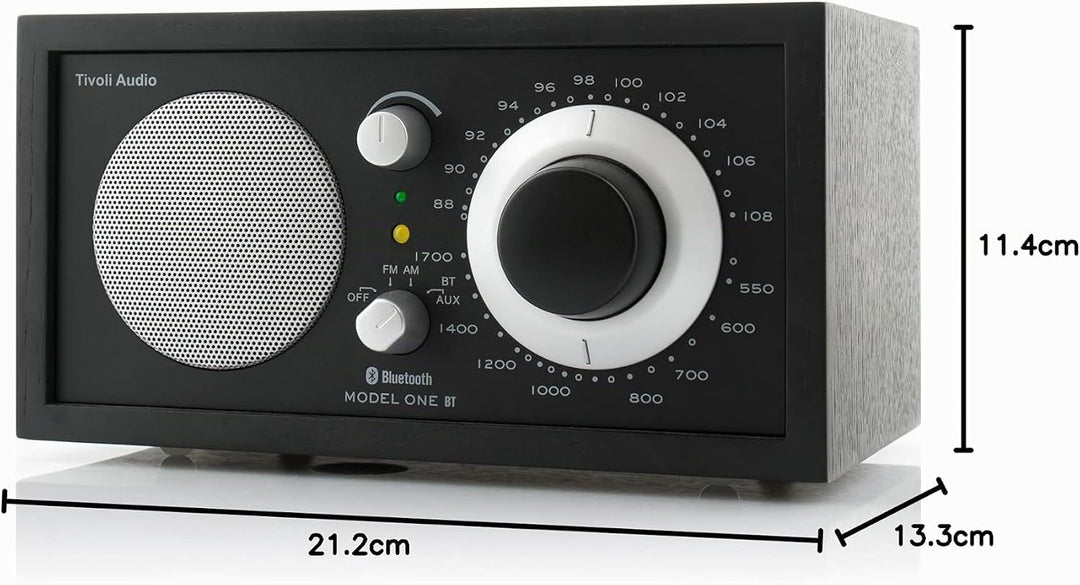 Tivoli Audio Model One BT Bluetooth UKW-/MW-Tisch Radio (Schwarz / Schwarz / Silber), Schwarz / Schw