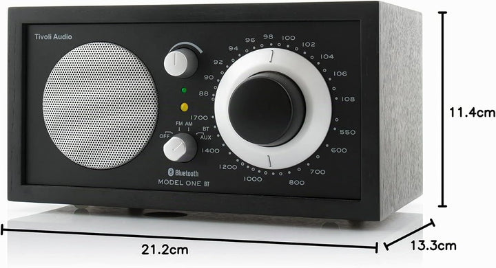 Tivoli Audio Model One BT Bluetooth UKW-/MW-Tisch Radio (Schwarz / Schwarz / Silber), Schwarz / Schw