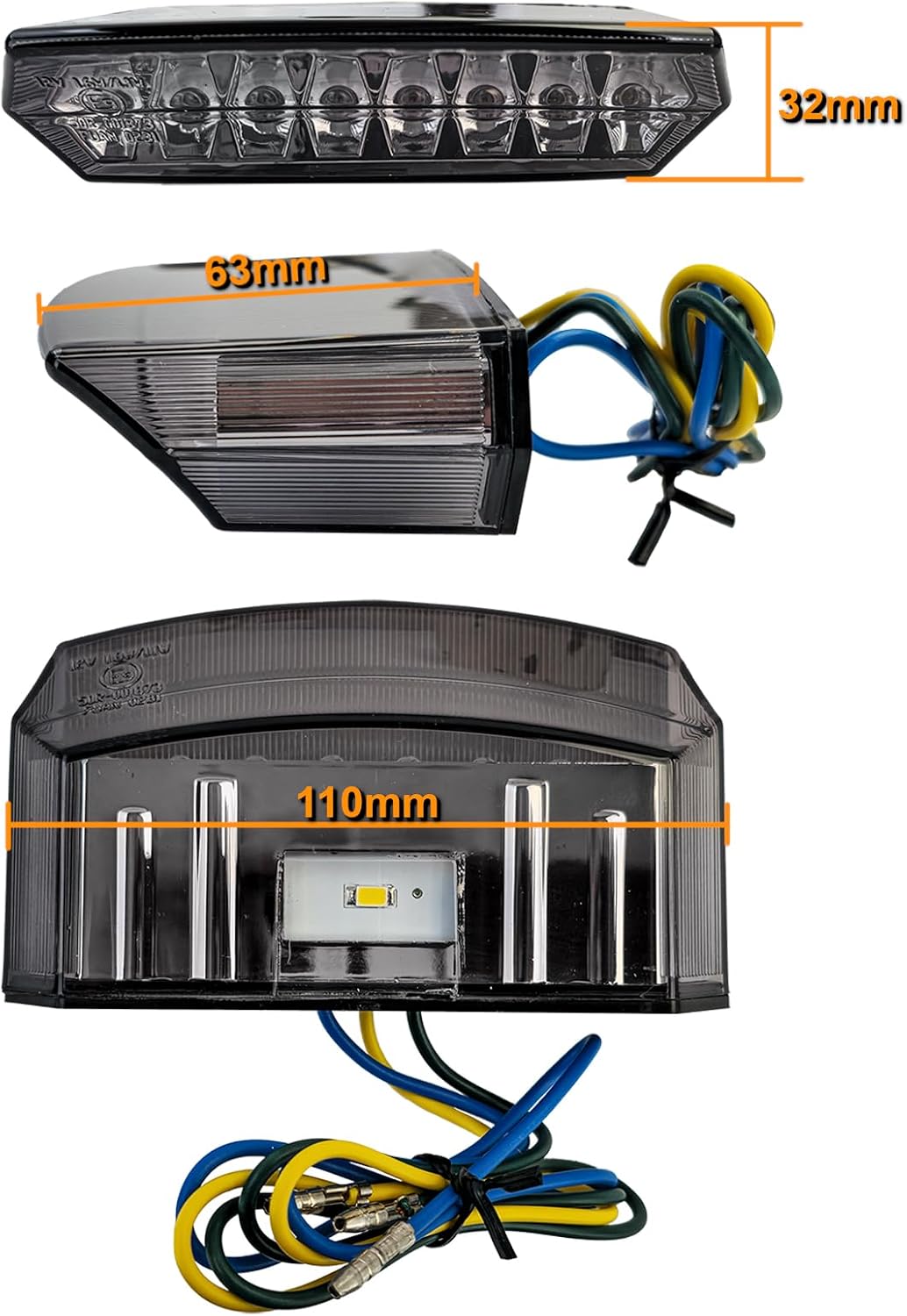 Tenzo-R Motorrad LED Rücklicht Bremslicht Universal Boston Style Custom Smoke E-geprüft