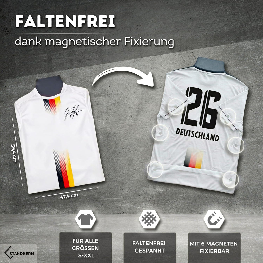 3D Trikotrahmen Fussball - Bilderrahmen für Trikot mit faltenfreier Fixierung - Trikot Bilderrahmen