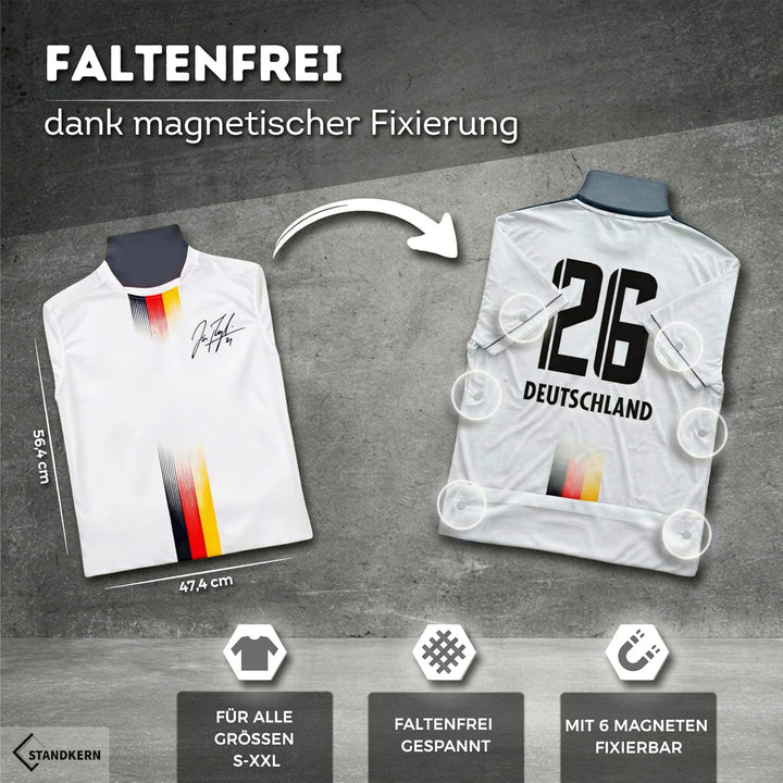 3D Trikotrahmen Fussball - Bilderrahmen für Trikot mit faltenfreier Fixierung - Trikot Bilderrahmen