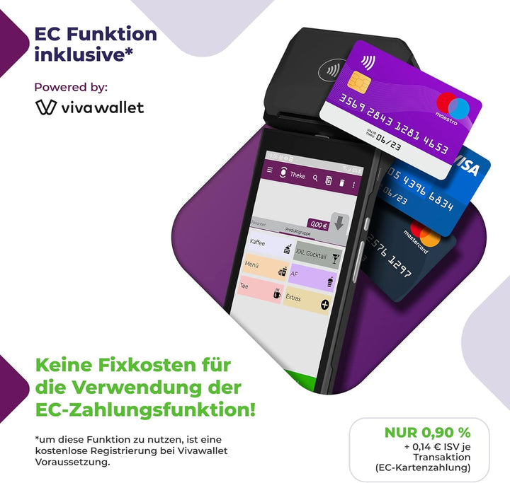 Registrierkasse TSE ready - mobiles Kassensystem mit Kartenterminal (POS) und integriertem Bondrucke
