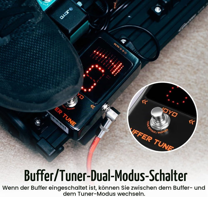 JOYO Buffer Tune Tuner Pedal mit Eingebautem Puffer Präziser Stimmung und LED-Bildschirm für Gitarre