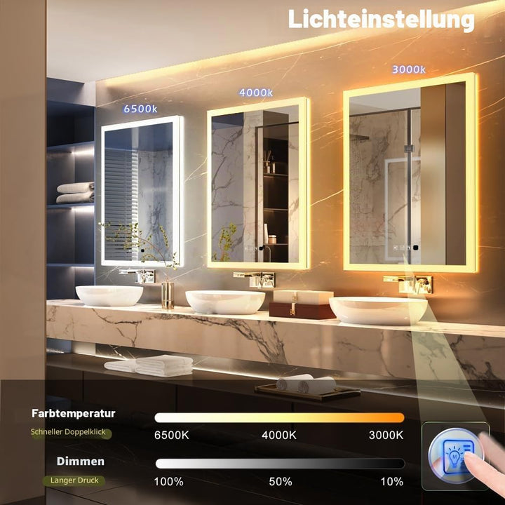 GANPE LED Badezimmerspiegel, Schminkspiegel Wandmontage, menschliche Induktion, Bluetooth, Anti-Besc
