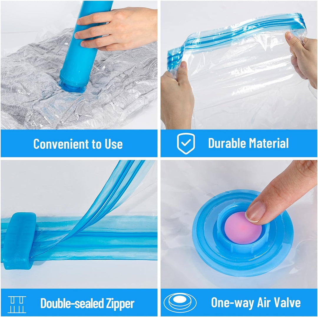 10er Set Vakuumbeutel für Kleidung 70x50cm, PA & PE Material, 80% Platz Sparen Vakuum Kleiderbeutel