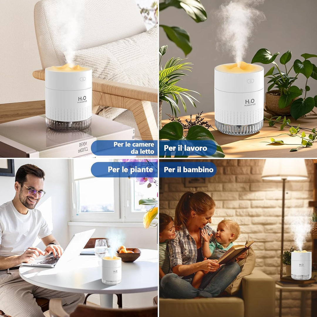 Mini Luftbefeuchter mit Nachtlichtfunktion und Automatische Abschaltung, Luftbefeuchter Schlafzimmer