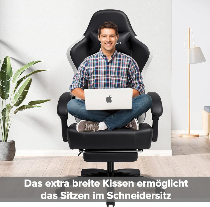 GTPLAYER Gaming Stuhl Ergonomischer Gaming Sessel Schreibtischstuhl Kunstleder, Federsitzkissen, Ver