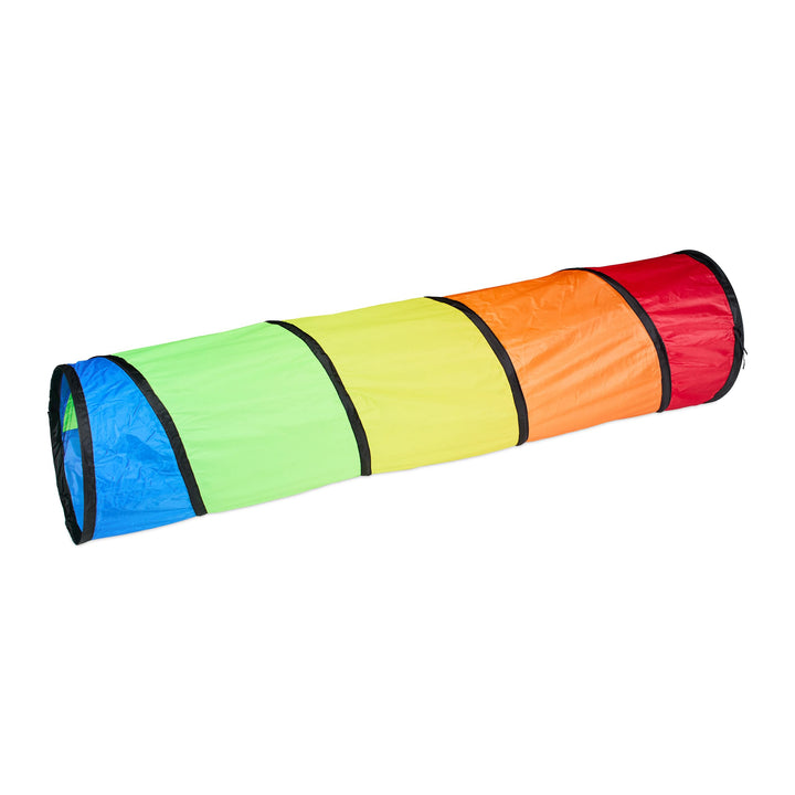 Relaxdays, bunt Spieltunnel, farbenfroher Krabbeltunnel, Kinder, B x D: 180 x 46 cm, robuster Pop-up