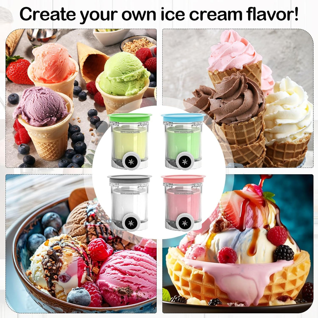 Creami Behälter für Ninja Swirl Creami NC700 NC701EU Serie, 4 Stück Eiscreme Behälte 480ML BPA-Frei