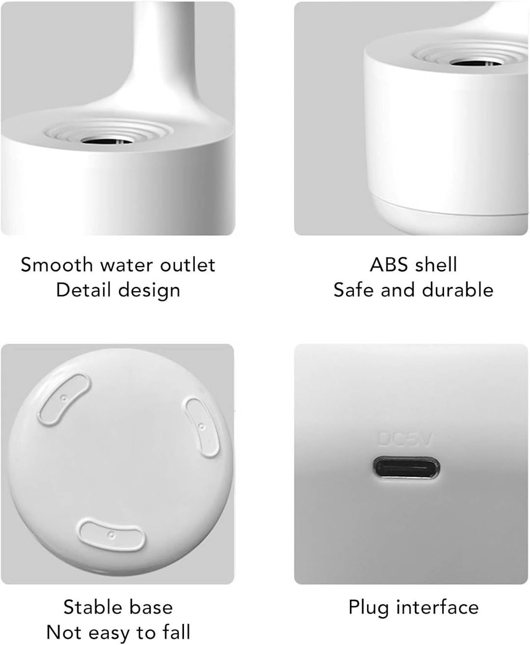 Fockety Anti-Gravity Wassertropfen Luftbefeuchter, 800ML USB Cool Mist Luftbefeuchter mit Nachtlicht