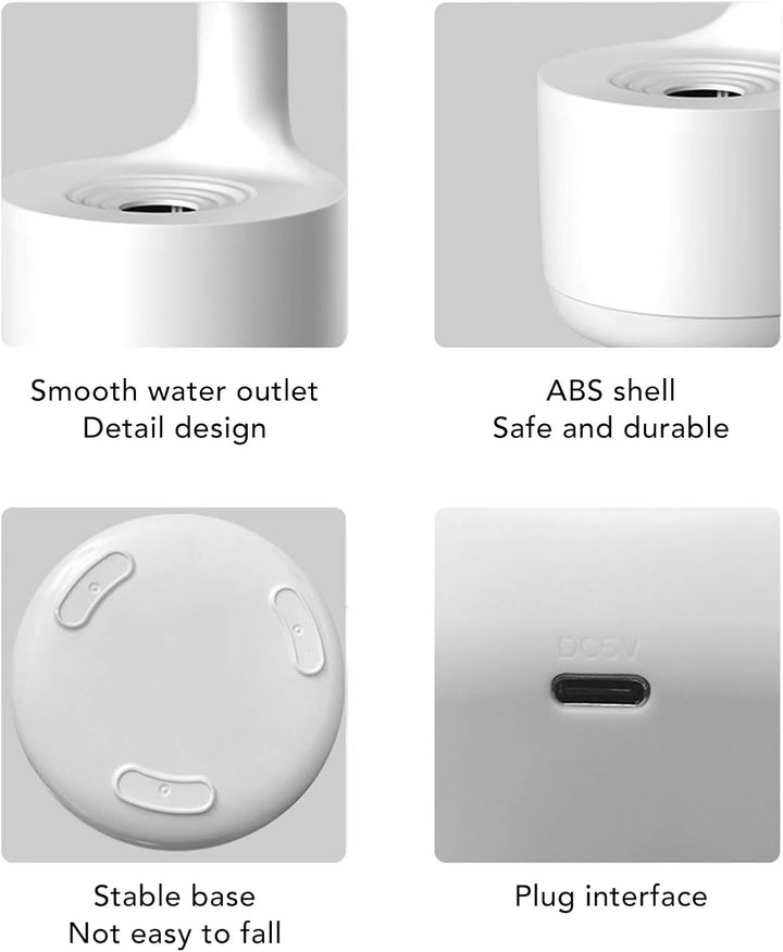 Fockety Anti-Gravity Wassertropfen Luftbefeuchter, 800ML USB Cool Mist Luftbefeuchter mit Nachtlicht