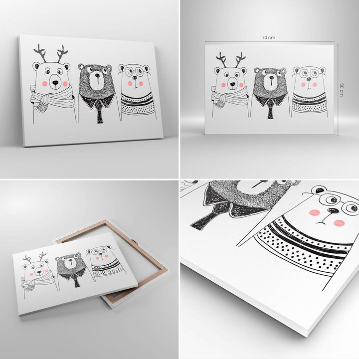 Bilder auf Leinwand Spass süss Teddybär Leinwandbild mit Rahmen 70x50cm Wandbilder Dekoration Wohnzi