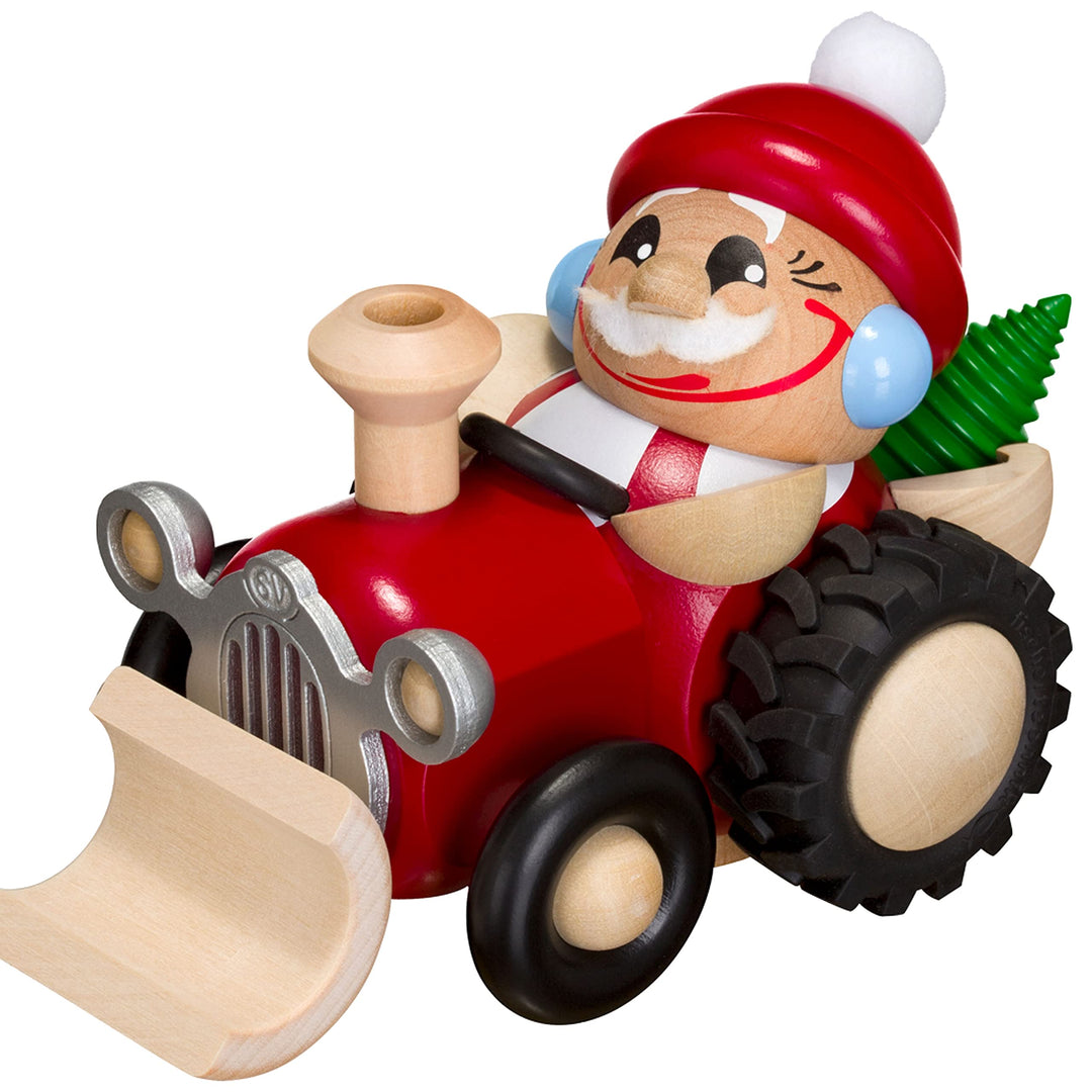 Seiffener Kugelräuchermann Nikolaus im Traktor 11 cm 19170, Im Traktor