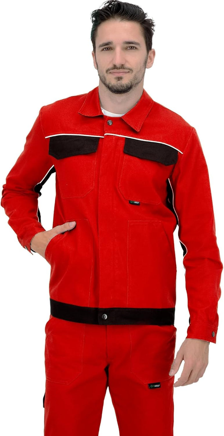 BWOLF ARES 100% Baumwolle Arbeitsjacke Männer Arbeitsjacke Herren Arbeitsjacke Bundjacke S Schwarz/R
