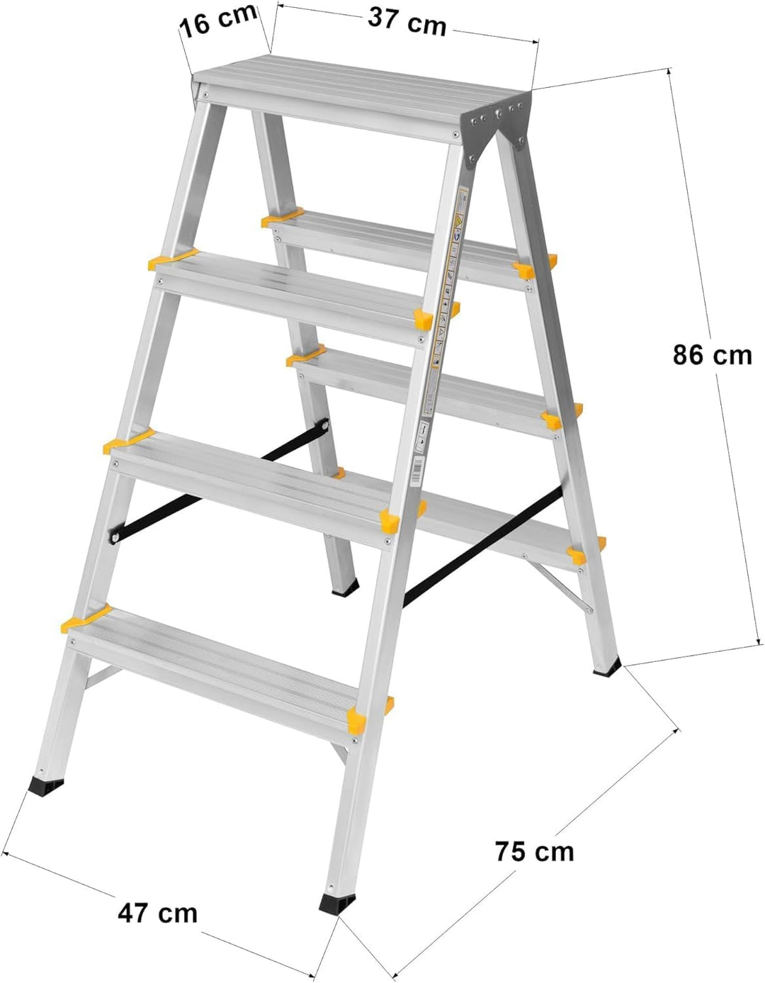 Aluleiter Zweiseitige Haushaltsleitern EN131 Stehleiter 2x2 2x3 2x4 Stufen 150KG (2x4-150)