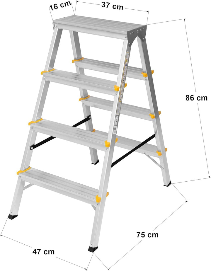 Aluleiter Zweiseitige Haushaltsleitern EN131 Stehleiter 2x2 2x3 2x4 Stufen 150KG (2x4-150)